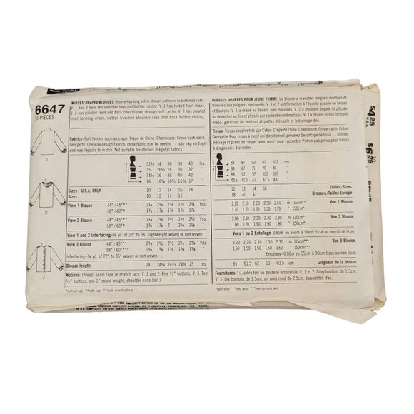 Simplicity Lauren Hutton Draped Blouse Sewing Pattern 6647 Size 18 UNCUT - Picture 2 of 3